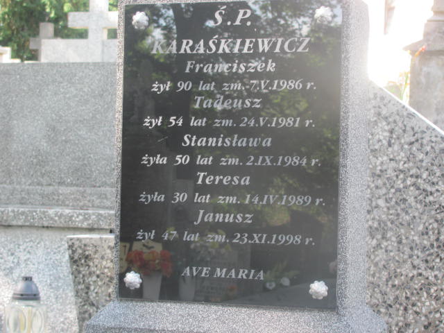 Teresa Karaśkiewicz 1958 Pułtusk św. Kostki - Grobonet - Wyszukiwarka osób pochowanych